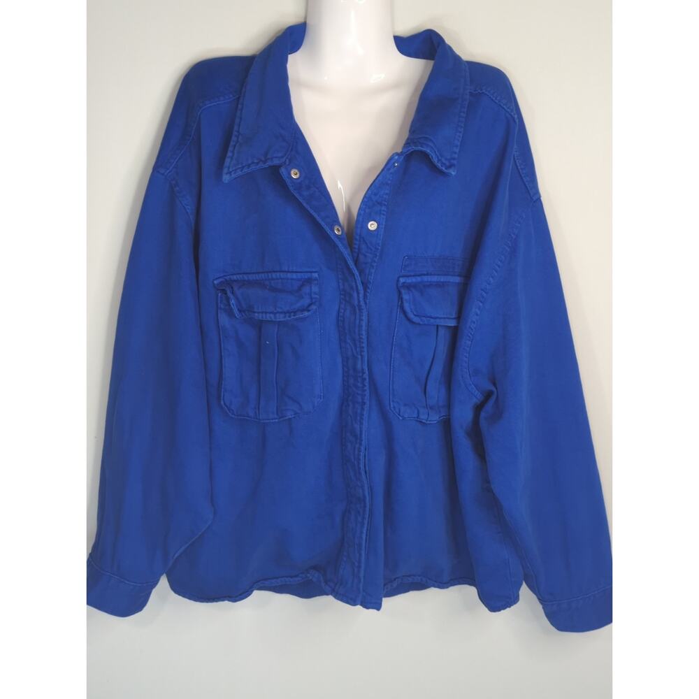 Zara Blue Button Down Denim Jacket Women's XXL Streetwear Outdoor Casual Travels